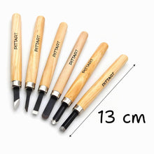 Carica l'immagine nel visualizzatore di Gallery, Set 6 Scalpelli Intaglio Legno Acciaio Carbonio – Kit Sgorbie Professionali per Scultura e Wood Carving, Utensili Affila