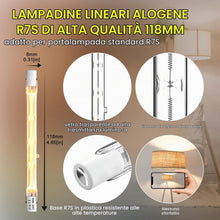 Carica l'immagine nel visualizzatore di Gallery, Lampadina Alogena 118mm,160W R7s Lampadine 118mm Dimmerabili, Bianco Caldo 2700K Lampadina Alogena Lineare J118 Per Lamp