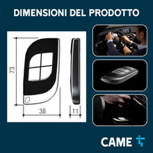 Carica l'immagine nel visualizzatore di Gallery, CAME Telecomando TTS dal design elegante quadricanale nero e grigio 4 pulsanti a codice fisso a 433,92 MHz con funzione 