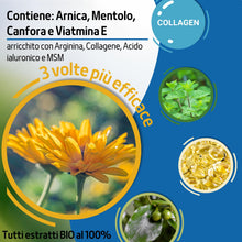 Carica l&#39;immagine nel visualizzatore di Gallery, Crema Riscaldante Muscoli Sportiva Pre e Post Allenamento, Gel con Arnica, Collagene, Acido Ialuronico e Vitamina E, 100% Made in Italy 550 ml - FITOATTIVI