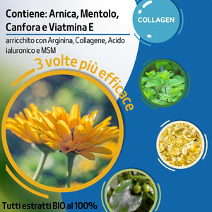 Crema Riscaldante Muscoli Sportiva Pre e Post Allenamento, Gel con Arnica, Collagene, Acido Ialuronico e Vitamina E, 100% Made in Italy 550 ml - FITOATTIVI