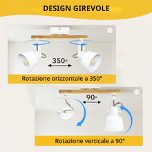 Carica l'immagine nel visualizzatore di Gallery, Faretto da soffitto a 2 luci, orientabile a 350°, vintage, lampada da soffitto a LED, attacco E14, attacco industriale c