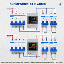 Carica l'immagine nel visualizzatore di Gallery, Contatore di Energia Monofase,6 in 1 Multifunzione Misuratore Contatore di AC40-300V 100A Voltmetro Amperometro Contator