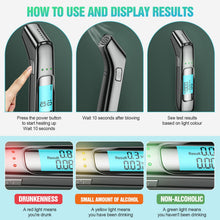 Carica l'immagine nel visualizzatore di Gallery, Earnmore Etilometro Portatile Certificato,Alcol Test con LED ad Alta Definizione e Chip ad Alta Sensibilità,2024 Ultima 