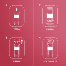 Carica l'immagine nel visualizzatore di Gallery, H.Koenig Mini frullatore SMOO9 Smoothie Maker, 570mL, 300W, 4 lame in acciaio inox, senza BPA, 2 bottiglie portatili da viaggio, frullati e frappé, Grigio