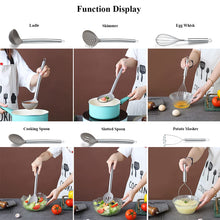 Carica l'immagine nel visualizzatore di Gallery, 38 Pezzi Set Di Utensili Da Cucina Con Portautensili, Testa In Silicone E Manico In Inossidabile Pentole, Da Cucina Per Di Utensili, Gadget Da Cucina Antiaderenti, Lavabili In Lavastoviglie (Argento)