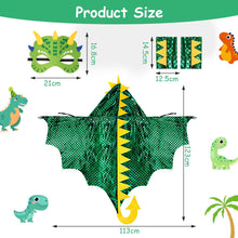 Carica l'immagine nel visualizzatore di Gallery, Aomig Mantello di Dinosauro per Bambini - Costume da Drago con Maschera per Giochi di Ruolo, Festa a Tema Carnevale Masq