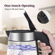 Carica l&#39;immagine nel visualizzatore di Gallery, Aigostar Chubby - Bollitore Acqua Elettrico Acciaio Inox e Vetro Trasparente Borosilicato con LED illuminazione, Senza BPA, 1,7 litri, 2200W, Filtro Rimovibile, Spegnimento Automatico, base 360º