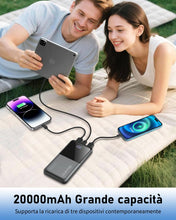 Carica l'immagine nel visualizzatore di Gallery, Power Bank 20000mAh 22.5W PD3.0 QC4.0 Ricarica Rapida Batteria Esterna 3A USB C Caricatore Portatile con LCD Display Digitale 3 Uscite e 2 Ingressi per Smartphone and more (black)