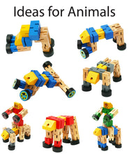 Carica l'immagine nel visualizzatore di Gallery, TOWO Robot Trasformazione in Legno - Gioco da Viaggio Transfigures - Veicolo Giocattolo da Trasformare - Robot in Legno per Bambini e Bambine di 3 Anni- blu