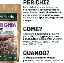 Carica l'immagine nel visualizzatore di Gallery, Semi di Chia Bio 1KG | Proteine, Salute Cardiovascolare | 100% Biologici, Senza Glutine, Qualità Superiore