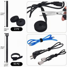 Carica l'immagine nel visualizzatore di Gallery, SOULWIT Kit gestione cavi, 4 guaine per cavi, 37 clip, 7 supporti per cavi, 10 attacchi a zip, 20 fissatori con chiodi, 