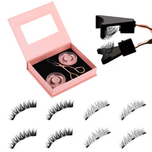 Carica l'immagine nel visualizzatore di Gallery, Ciglia magnetiche – 2 paia di ciglia magnetiche naturali – ciglia magnetiche 3D riutilizzabili senza eyeliner o colla – ciglia magnetiche con applicatore