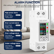 Carica l'immagine nel visualizzatore di Gallery, Contatore energia elettrica 63A TUYA misuratore consumo elettrico WIFI AC80-300V contatore di energia monofase Protezion