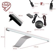 Carica l'immagine nel visualizzatore di Gallery, kalb applique LED di superficie 340x170x40mm per armadi con modulo LED 12V DC 4W 230lm con interruttore e alimentatore (
