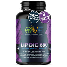Carica l'immagine nel visualizzatore di Gallery, OVF Acido R-Alfa Lipoico 650 mg | 120 Capsule ad Alto Dosaggio (4 mesi fornitura) | Potente Antiossidante e Antinfiammat