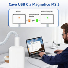 Carica l'immagine nel visualizzatore di Gallery, Cavo da USB C a magnetico 3 - 2 m - 140 W PD - Cavo di ricarica rapida per lavori mobili e riunioni - Cavo di ricarica f