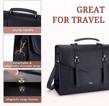 Carica l'immagine nel visualizzatore di Gallery, ECOSUSI Borsa per computer portatile 15.6 '' Borsa da donna in pelle PU grande capacità porta documenti donna per lavoro in pelle borsa a tracolla, Nero