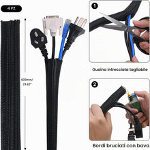 Carica l'immagine nel visualizzatore di Gallery, SOULWIT Kit gestione cavi, 4 guaine per cavi, 37 clip, 7 supporti per cavi, 10 attacchi a zip, 20 fissatori con chiodi, 