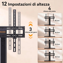 Carica l'immagine nel visualizzatore di Gallery, Supporto Girevole da Tavolo per TV da 26-60 Pollici - Piedistallo per TV Regolabile in Altezza con Base in Vetro Tempera