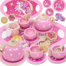 Carica l'immagine nel visualizzatore di Gallery, Unicorno Set da Tè Giochi in Legno, Accessori Cucina Bambini Legno, Gioco Ruolo Tea Party Montessori Educativo, Unicorno Bambina Regalo 2 3 4 5 6 Anni, Giocattoli Giochi Bambina Bimba 2 3 4 5 6 Anni