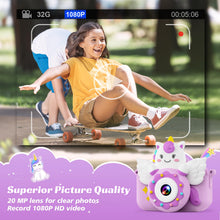 Carica l'immagine nel visualizzatore di Gallery, TIATUA Macchina Fotografica Bambini con 2.0 Pollici Schermo &amp; 32G Card, Fotografica Bambini Video Camera,Fun Accessories Included,Gift for Girls Boy Age 3+