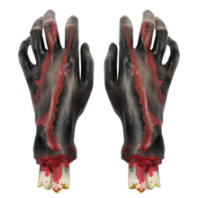Carica l'immagine nel visualizzatore di Gallery, Set di 4 decorazioni per Halloween con mani e piedi separati (2 piedi e 2 mani), scherzo spaventoso, parti del corpo san