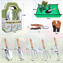 Carica l'immagine nel visualizzatore di Gallery, Kynup Set da Giardinaggio 9 Pezzi, Attrezzi da Giardino in Acciaio Inossidabile Antiruggine con Manici in Legno Ergonomi