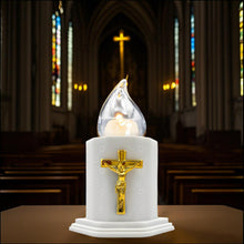 Carica l'immagine nel visualizzatore di Gallery, Candele a LED per cimiteri e chiese candele a batteria con effetti fiamma oscillante resiste pioggia sole durata 210 gio