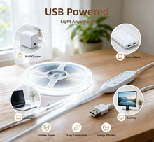Carica l'immagine nel visualizzatore di Gallery, Striscia LED COB USB 5V Bianco Freddo, 320 LED/m, Dimmabile con Interruttore, Retroilluminazione TV