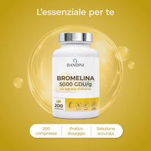 Carica l'immagine nel visualizzatore di Gallery, Bandini® Bromelina Forte 5000 GDU/g Gastroprotetta 200 Compresse,