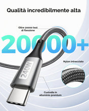 Carica l'immagine nel visualizzatore di Gallery, Silkland Cavo USB-C USB-C Corto 30CM [240W 48V/5A] PD3.1&amp;QC4.0+, 90 Gradi