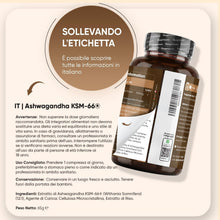Carica l'immagine nel visualizzatore di Gallery, Ashwagandha KSM-66 Vegana 180 Compresse, 1 al Giorno (6 Mesi di Scorta)