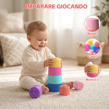 Carica l'immagine nel visualizzatore di Gallery, 7 Pezzi Cubi Impilabili Bambini Giocattoli per 3-6 Mesi, Montessori Costruzioni per Neonato 6-12 Mesi, Dentizione Neonat