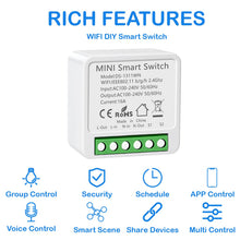 Carica l'immagine nel visualizzatore di Gallery, Interruttore Wifi Smart Life, 2.4GHz Interruttore Smart Wifi, Interruttore Intelligente Compatibile con Alexa, Smart Life, Tuya, Interruttore Alexa Con timer, 16A, Mini Smart Switch