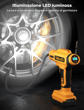 Carica l'immagine nel visualizzatore di Gallery, YOHOOLYO Compressore Aria Portatile per Pneumatici 150PSI Manometro Digitale LCD, luci a LED, Adatta per Auto,Biciclette, Moto e Palloncini