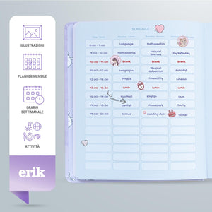 Grupo Erik: Diario Anime 2024 2025 - Diario scuola 2024 2025 con copertina rigida, 11 mesi, 16 x 14 cm, Diario scolastico 2024-2025, Agenda anime manga 2024 2025