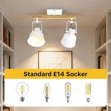 Carica l'immagine nel visualizzatore di Gallery, Faretto da soffitto a 2 luci, orientabile a 350°, vintage, lampada da soffitto a LED, attacco E14, attacco industriale c