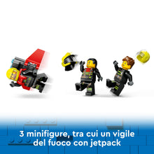 Carica l&#39;immagine nel visualizzatore di Gallery, LEGO City Aereo Antincendio, Giocattolo dei Vigili del Fuoco per Bambini e Bambine da 6 Anni in su, Aeroplano con Portellone Apribile Lancia Elementi Acqua, 3 Minifigure dei Pompieri e Jetpack 60413