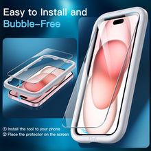 Carica l&#39;immagine nel visualizzatore di Gallery, JETech Pellicola Protettiva per iPhone 15 6,1 Pollici, Senza Bolle, Vetro Temperato Film con Strumento di Installazione Facile, Compatibile con Cover, HD Chiaro, Pacco da 2