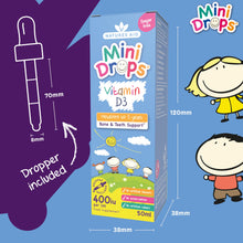 Carica l'immagine nel visualizzatore di Gallery, Natures Aid Mini Drops Vitamina D3 50ml per Neonati e Bambini, Supporto per Ossa, Denti e Sistema Immunitario, Senza Zuc