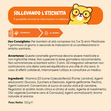 Carica l'immagine nel visualizzatore di Gallery, Vitamina D Bambini, 120 Caramelle Gommose di Vitamina D3 (4 Mesi di Scorta)