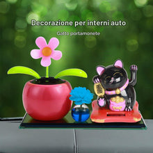 Carica l'immagine nel visualizzatore di Gallery, Maneki Neko Fortune Cat - Gatto felino Alimentato Solare Mini Gatti Ricchezza Accogliente Gatto tirato con Braccio ondeg