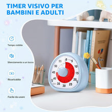 Carica l'immagine nel visualizzatore di Gallery, Diboniur Timer Visivo per Bambini Ricaricabile, Silenzioso, 60 Minuti