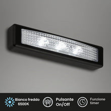 Carica l'immagine nel visualizzatore di Gallery, BRILONER - Luce LED a pressione, luce sottopensile, luce per armadi, autoadesiva, nero