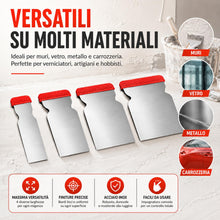 Carica l'immagine nel visualizzatore di Gallery, Topolenashop Set 4 Spatole Giapponesi in Acciaio – Misure 47/70/87/105 mm – Flessibili per Verniciatura, Stuccatura, Ras