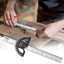 Carica l'immagine nel visualizzatore di Gallery, Preciva Goniometro Angolare 0-180° Acciaio Inox con Righello 30cm - Strumento Essenziale per Falegnameria e Misurazioni 