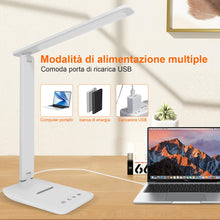 Carica l'immagine nel visualizzatore di Gallery, lampada da scrivania,lampada da lettura,dimmerabile lampada da tavolocon porta USB, 3 modalità di illuminazione, lampada da comodino pieghevole per lettura,unghie,lavoro,studiare,ufficio,dormitorio