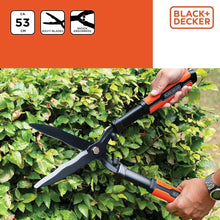 Carica l'immagine nel visualizzatore di Gallery, BLACK+DECKER - Cesoie per siepi 53 cm con lame in acciaio ondulato Tampone antiurto