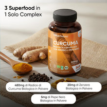Carica l'immagine nel visualizzatore di Gallery, Curcuma Capsule Vegane, 365 Capsule, 1 Anno di Scorta, 1 al Giorno